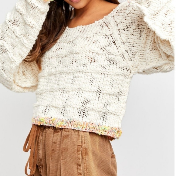 Free People West Palm Beach Sweater Slouchy Oversized Knit Ivory Sm Md & Lg NWT - Picture 11 of 14